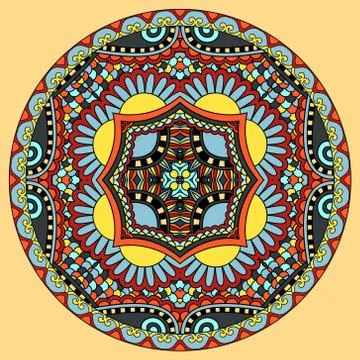 Decorative design of circle dish template, round geometric patte Illustrazione stock