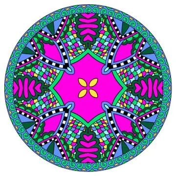Decorative design of circle dish template, round geometric patte Stock Illustration
