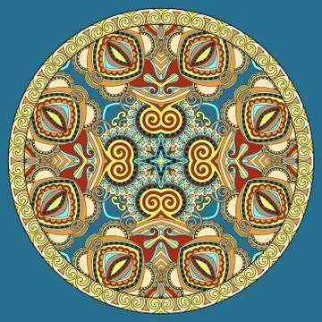 Decorative design of circle dish template, round geometric patte Illustrazione stock