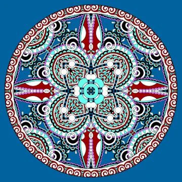 Decorative design of circle dish template, round geometric patte Stock Illustration