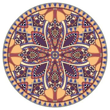Decorative design of circle dish template, round geometric patte Illustrazione stock
