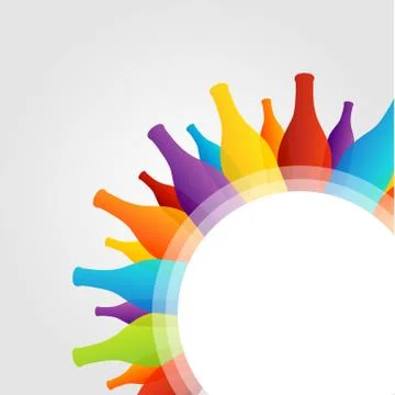 Decorative design element with colorful bottles Stock Illustration