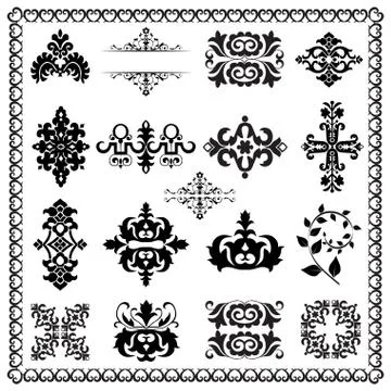 Decorative design elements (black) Stock Illustration