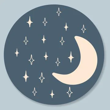 Decorative design elements. Moon and stars Stock Illustration