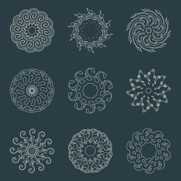 Decorative design elements. Patterns set. 스톡 일러스트