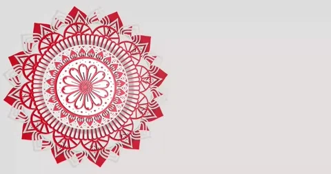 Decorative design elements rotating red and white coloured mandala Video stock 168931005