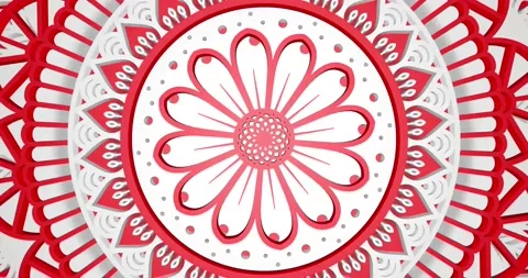Decorative design elements rotating red and white coloured mandala. Stock Footage 168931011