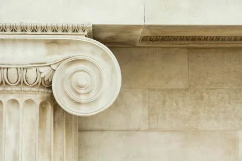 Decorative detail of an ancient Ionic column Stock Photos