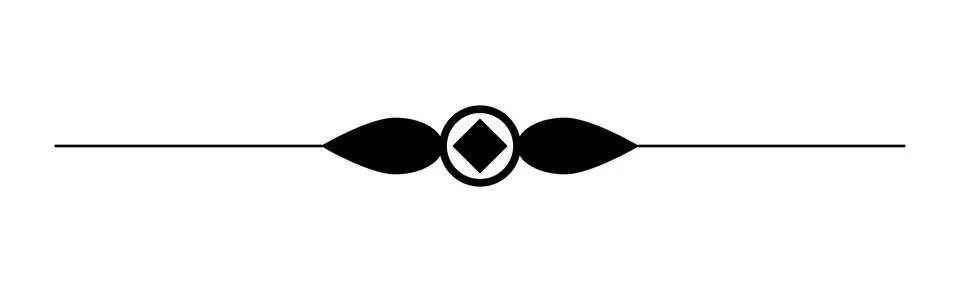 Decorative diamond divider, Elegant horizontal line element, Ornate symmetric Stock-Illustration
