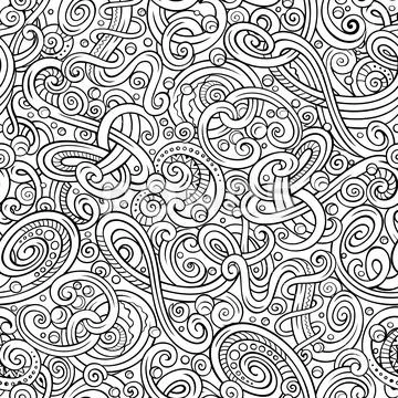 Decorative doodle abstract winter curly seamless pattern Stock Illustration