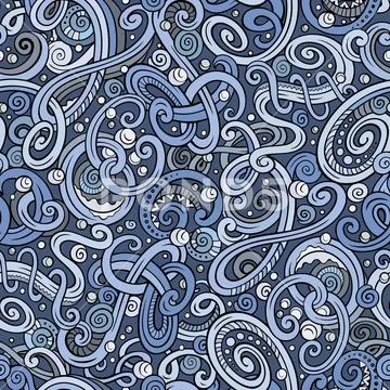 Decorative doodle abstract winter curly seamless pattern Stock Illustration