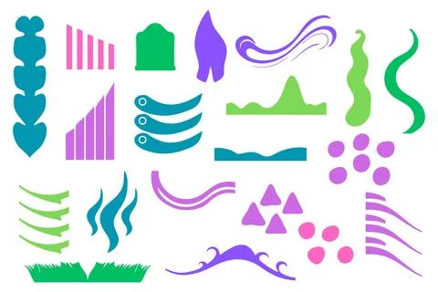 Decorative doodle mix shape design set Stock Illustration