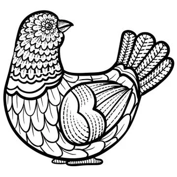 Decorative dove painted with patterns for logo, label, packaging, tattoo Stock Illustration