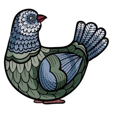 Decorative dove painted with patterns for logo, label, packaging, tattoo Stock Illustration