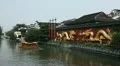 Decorative Dragon Confucius Temple Nanjing Touristic Boat Passing Asian Travel HD Footage