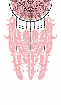 Decorative Dreamcatcher with feathers Stock Illustration