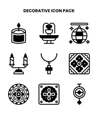 Decorative DuoTone Set Icons Pack Stock Illustration