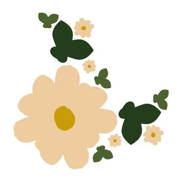 Decorative Earth Tone Floral Corner Design Stock Illustration