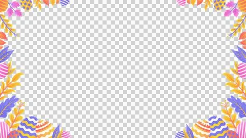 Decorative Easter border is featuring patterned eggs and spring leaves on Illustrazione stock