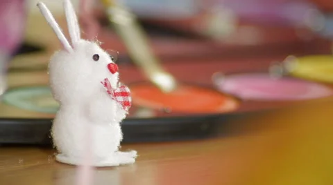 Decorative Easter Bunny and Paint Palette Video stock 60696979