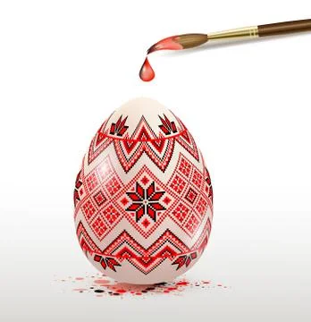 Decorative Easter egg and paintbrush. Stock Illustration
