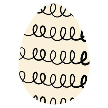Decorative Easter egg with curly black ink spiral patterns on beige backgro.. Stockillustratie