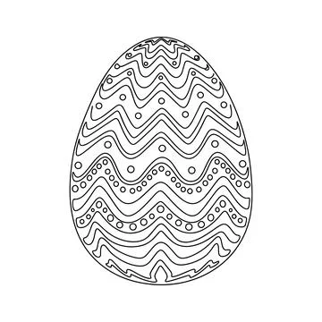 Decorative Easter Egg With Wavy Pattern Line Art Stock Illustration