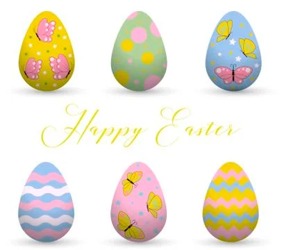 Decorative Easter eggs .Easter scene.The main symbols of the holiday. Vector Stock Illustration