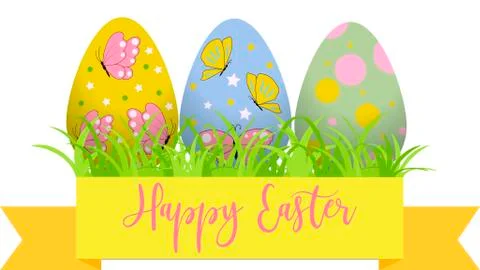 Decorative Easter eggs .Easter scene.The main symbols of the holiday. Vector Stock Illustration