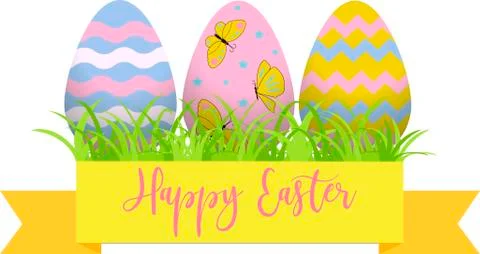 Decorative Easter eggs .Easter scene.The main symbols of the holiday. Vector Stock Illustration