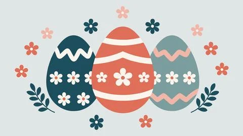 Decorative Easter Eggs With Floral Patterns Vector Illustration 스톡 일러스트