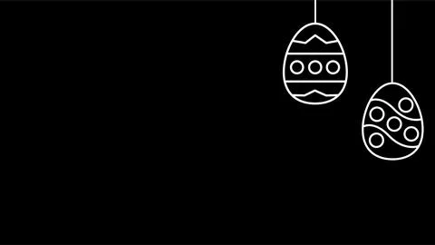 Decorative Easter Eggs Hanging on Black Background. Illustrazione stock