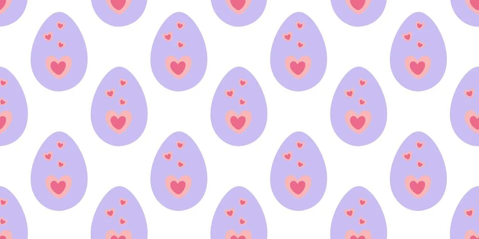 Decorative Easter Eggs with Hearts decor Seamless Pattern Banner Format Easter Stock Illustration