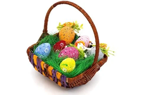 Decorative easter eggs isolated on a white background Foto stock