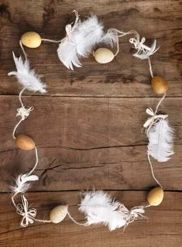 Decorative easter eggs on plank Stock Photos