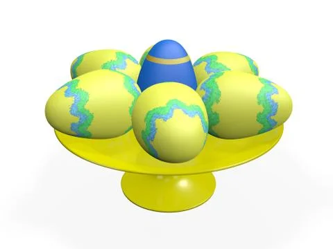 Decorative easter eggs on a platter Stock Illustration