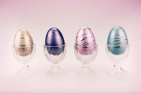 Decorative Easter Eggs in a Row - Retro Stock Photos