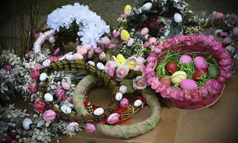 Decorative Easter garlands Stock Photos