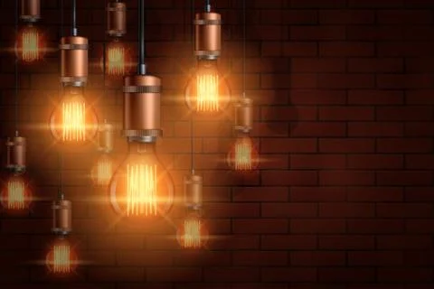 Decorative edison light bulb background Stock Illustration