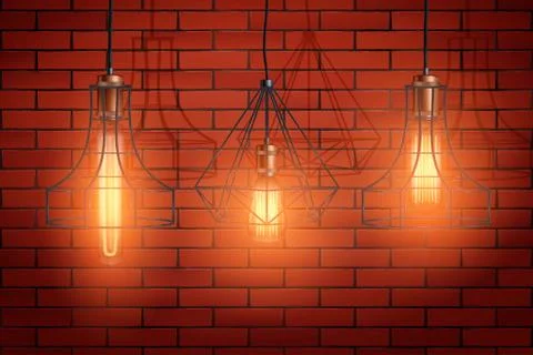 Decorative edison light bulb wire shade Stock Illustration