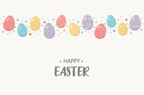 Decorative eggs on background with Happy Easter wishes. Vector Stock Illustration