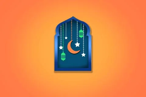 Decorative Eid mubarak Islamic beautiful design template.Ramadan kareem greet Stock Illustration