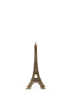 A decorative eiffel tower on a white background with copy space Foto stock