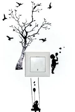 A decorative electrical outlet on the wall Foto stock