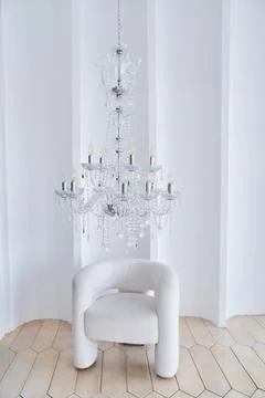 Decorative elegant modern interior concept in white tones with space to copy. A Stock Photos
