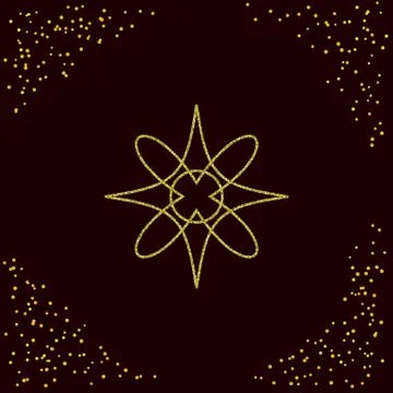 Decorative element in golden texture. Stock Illustration