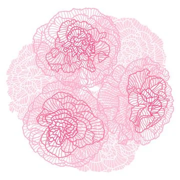 Decorative element with linear roses. Stock Illustration