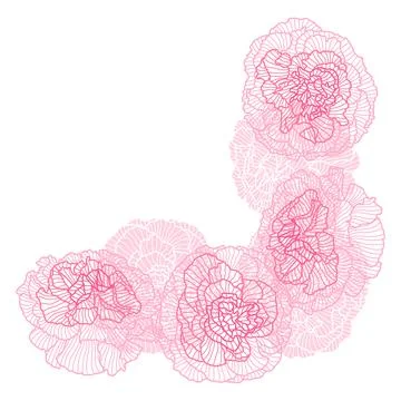 Decorative element with linear roses. Stock Illustration