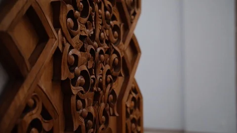 The decorative element made of wood in the mosque Stock Footage 85594847