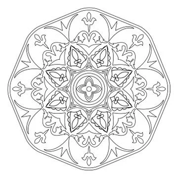 Decorative element mandala in black and white. Stock Illustration